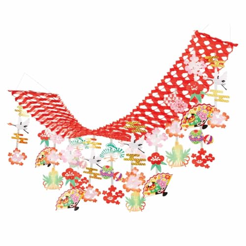 華やか扇正月プリーツハンガー 1枚 幅45×高さ45×長さ180cm 冬の装飾 イベント 生活用品