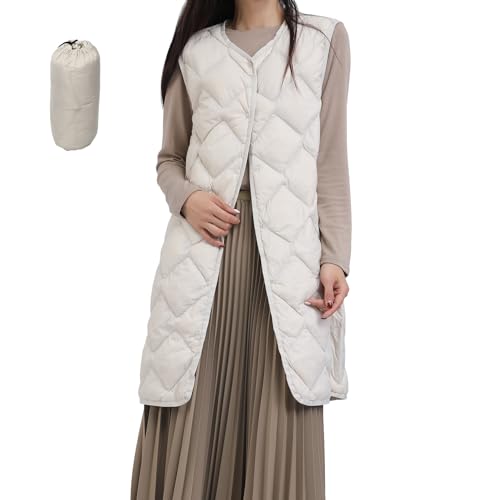 ダウンベスト レディース ロング丈 トップス 体型カバー 2WAY インテリア 実体験レビュー