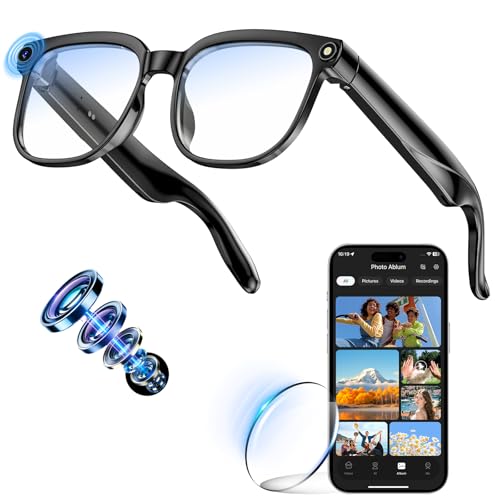 Hwagol「2026最新」AIスマートグラス 800W カメラ、画像安定化機能付き、カメラ付きHD解像度グラス、ビデオ